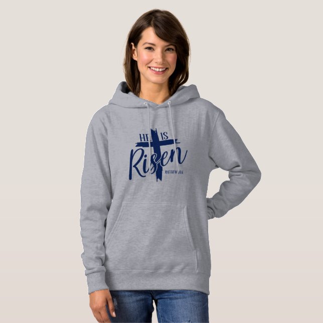 Sudadera con capucha para mujer Él ha resucitado (Anverso completo)