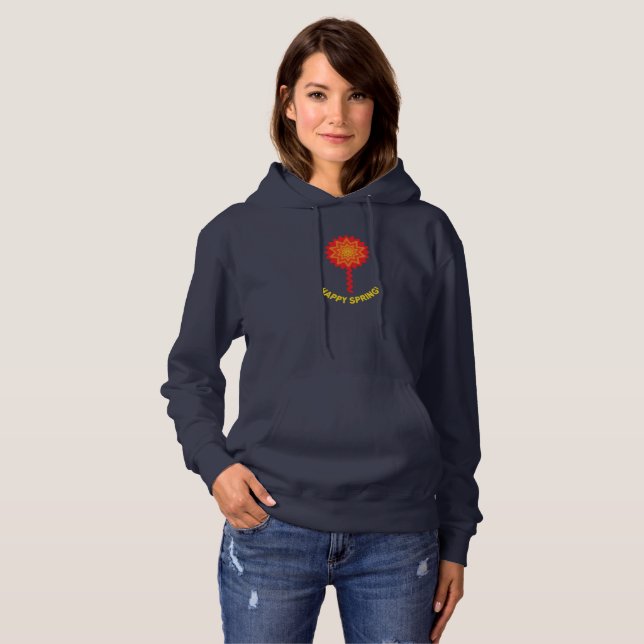 Sudadera con capucha para mujer Feliz Primavera (Anverso completo)