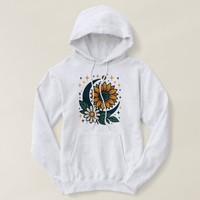 Sudadera con capucha para mujer Flor Celestial (Diseño del anverso)