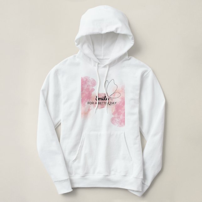 Sudadera con capucha para mujer Sonríe para un mej (Diseño del anverso)