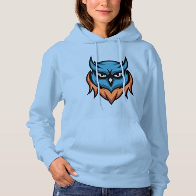 Sudadera con capucha para mujeres de búho enojado  (Anverso)