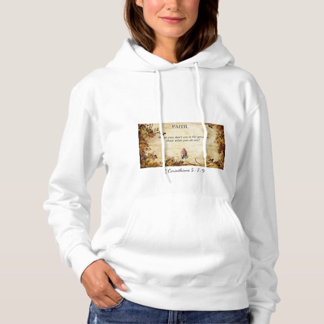 Sudadera con capucha para mujeres Faith Not Sight  (Anverso)