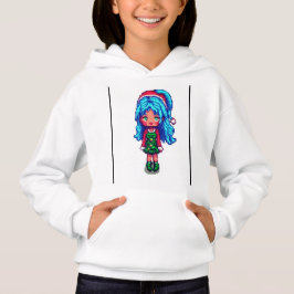 Sudadera con capucha para niña cabello azul niña