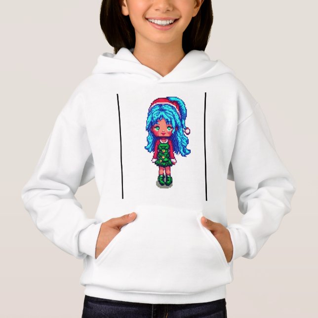 Sudadera con capucha para niña cabello azul niña (Anverso)