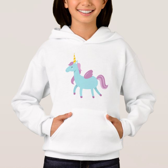 Sudadera con capucha para niña de unicornio de gra (Anverso)
