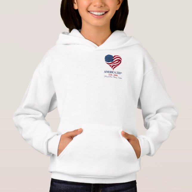 Sudadera con capucha para niñas America 250 Flag H (Anverso)