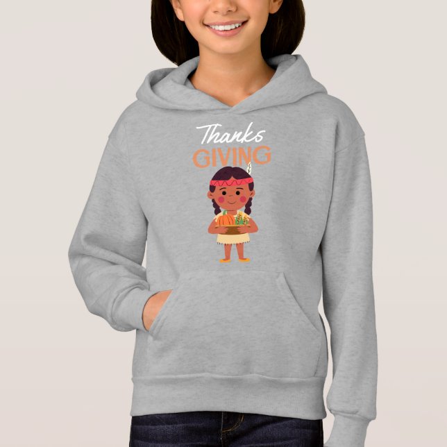 Sudadera con capucha para niños Acción de Gracias  (Anverso)