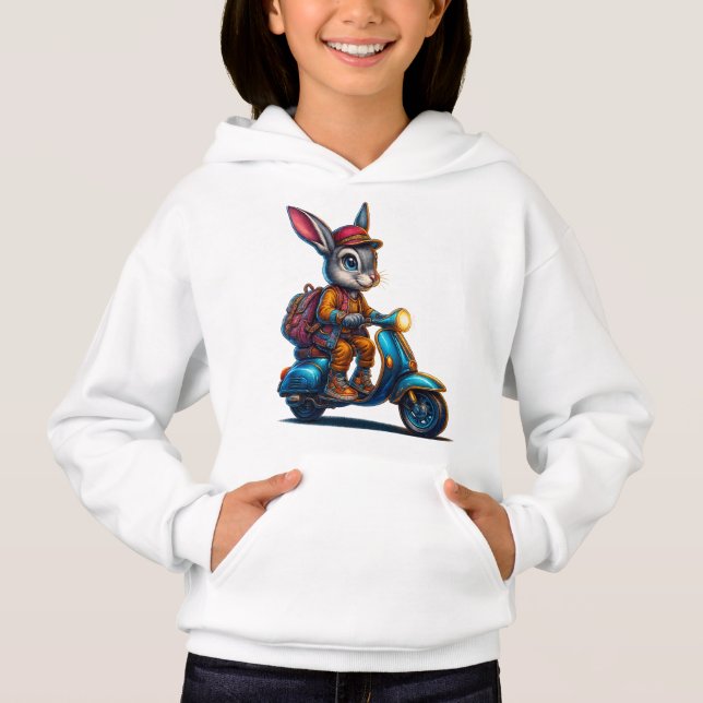 Sudadera con capucha para niños Adventure Bunny –  (Anverso)