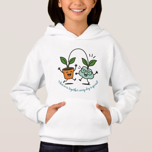Sudadera con capucha para niños, amigos de plantas (Anverso)