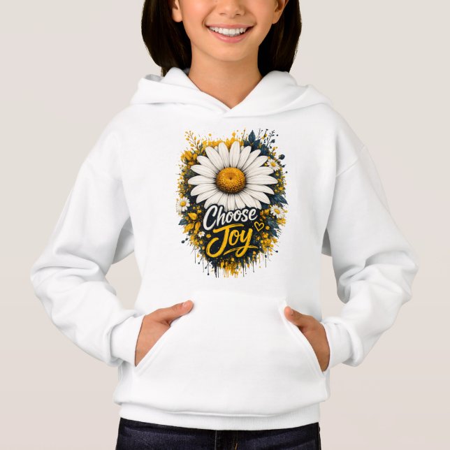 Sudadera con capucha para niños Choose Joy Daisy F (Anverso)