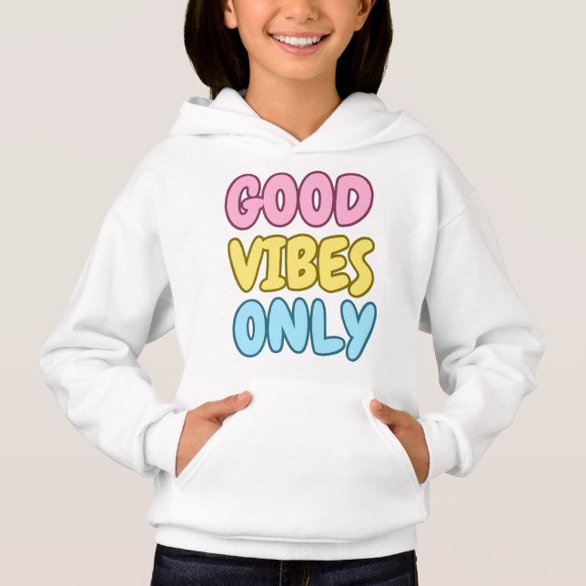 Sudadera con capucha para niños con buenas vibras (Anverso)