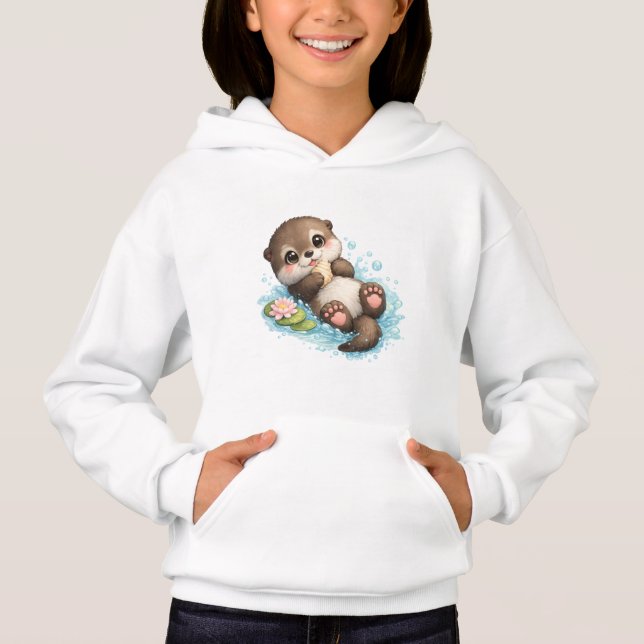 Sudadera con capucha para niños de nutria bebé lin (Anverso)
