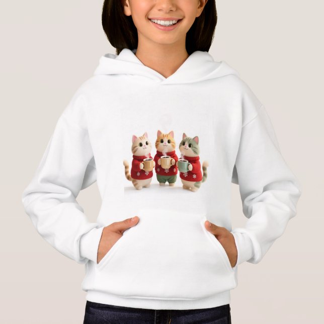 Sudadera con capucha para niños de tres gatos acog (Anverso)