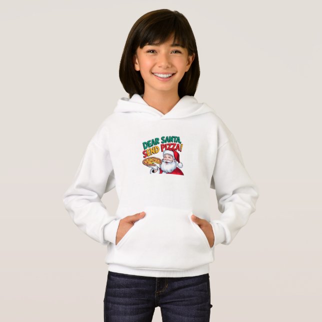 Sudadera con capucha para niños Dear Santa Send Pi (Anverso completo)