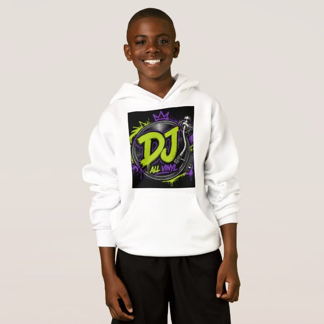 Sudadera con capucha para niños DJ All Vinyl logo  (Anverso completo)