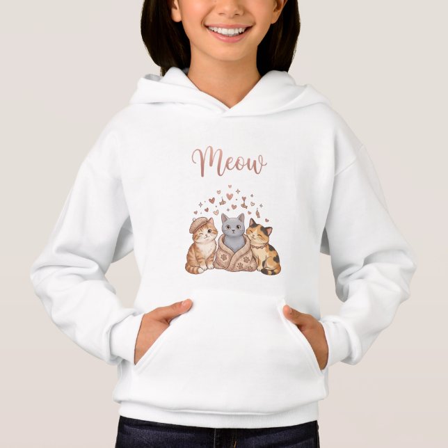 Sudadera con capucha para niños estética de gato M (Anverso)