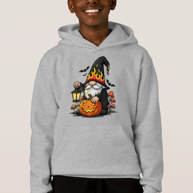Sudadera con capucha para niños Gnome de Halloween (Anverso)