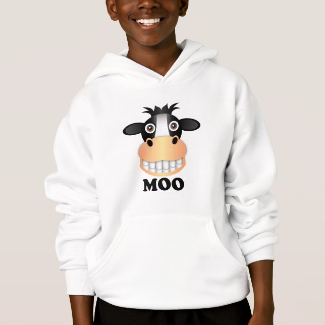 Sudadera con capucha para niños Moo (Anverso)