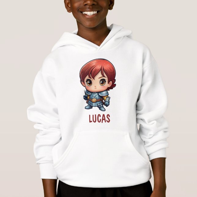 Sudadera con capucha para niños personaje caballer (Anverso)