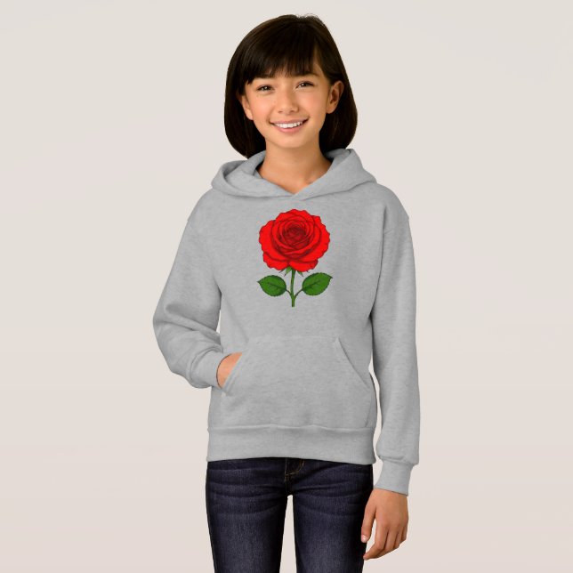 Sudadera con capucha para niños Rosa Roja (Anverso completo)