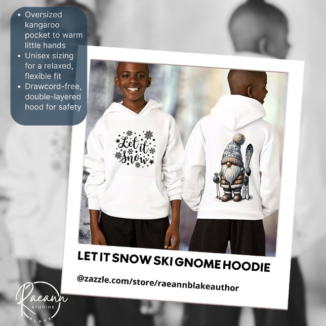 Sudadera con capucha para niños Ski Gnome Let It S (Subido por el creador)