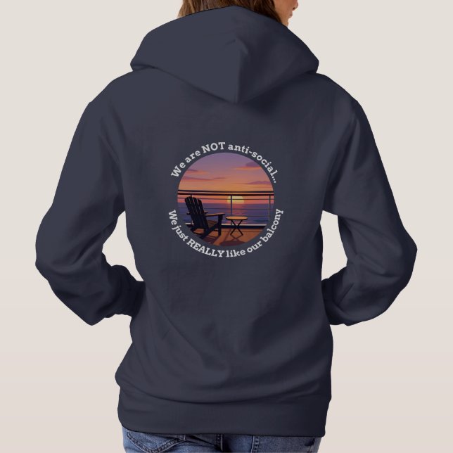 Sudadera con capucha para pareja introvertida en b (Reverso)