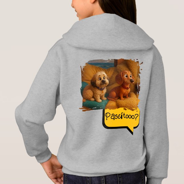 Sudadera con Capucha Perritas Hermanas Aventureras (Reverso)