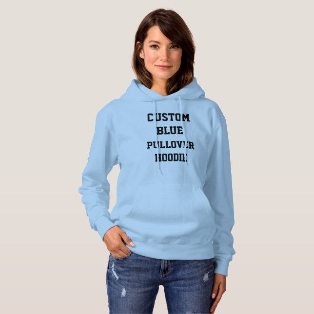 Sudadera con capucha personalizada para mujer azul (Anverso completo)