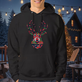 Sudadera con capucha Pixel Reno Jersey Feo Navidad