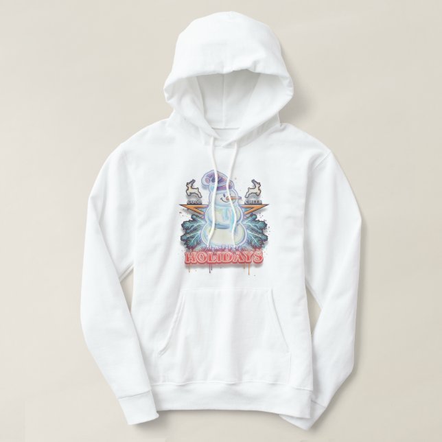 Sudadera con capucha recortada de hombre de nieve  (Diseño del anverso)