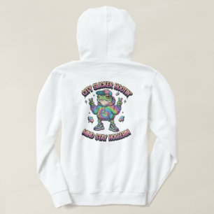 Sudadera con capucha recortada de rana grafiti 'Ou