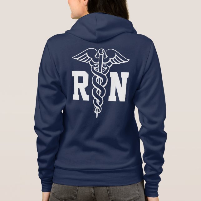 Sudadera con capucha relampagada enfermera del RN (Reverso)