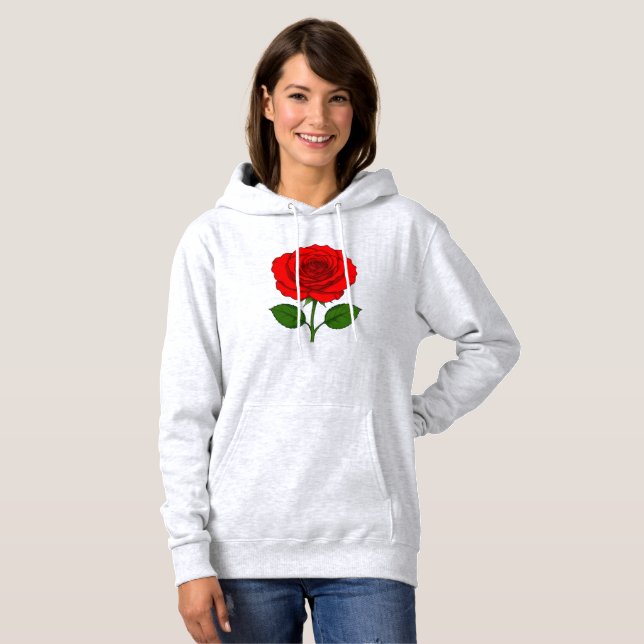 Sudadera con Capucha Rosa Roja (Anverso completo)