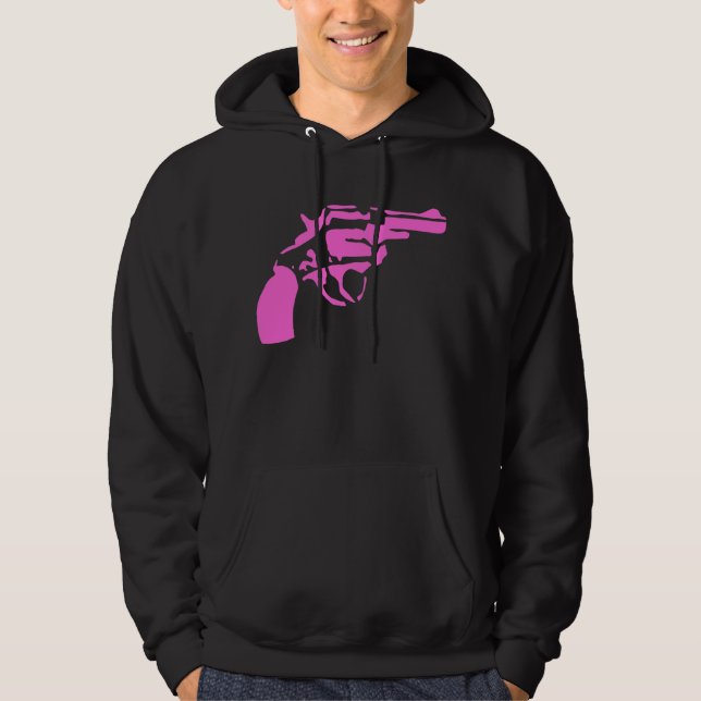 Sudadera con capucha rosada de la pistola (Anverso)