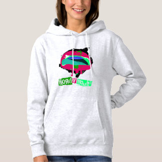 Sudadera con capucha rosada de neón de la boca a