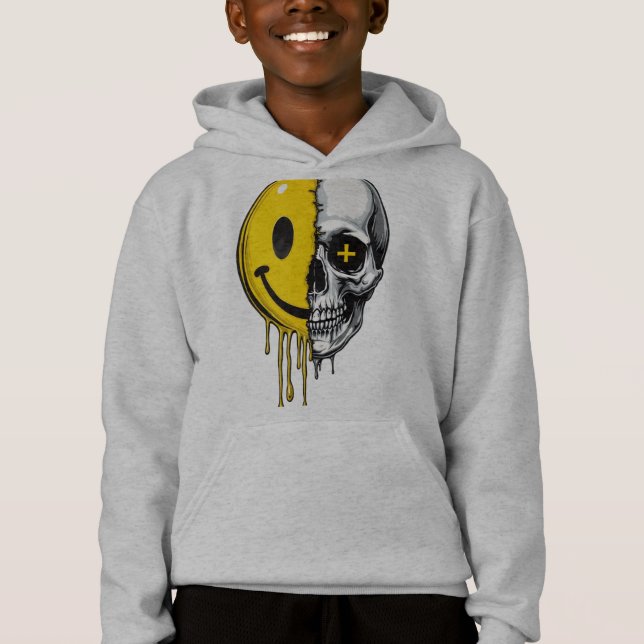 Sudadera con capucha Skull Smiley Drip – Diseño at (Anverso)
