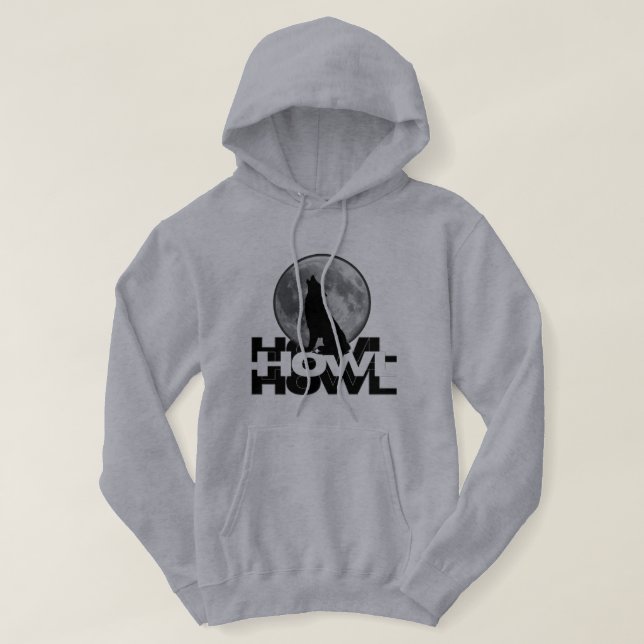 Sudadera con capucha temática de lobo aullido (Diseño del anverso)