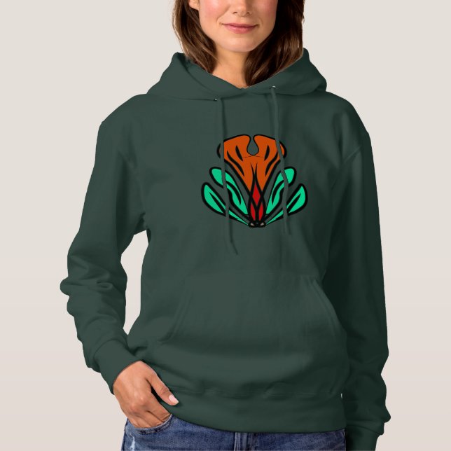 Sudadera con capucha tribal verde (Anverso)