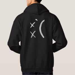 Sudadera con capucha triste de la cara - negro