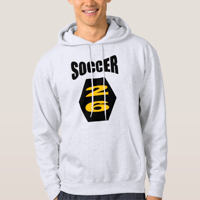 Sudadera con capucha unisex. ceniza FÚTBOL 26 (Anverso)