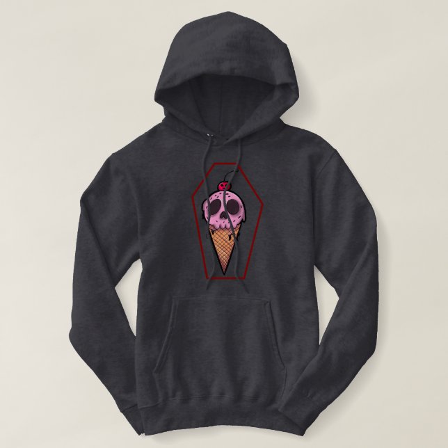 Sudadera con capucha unisex de helado espeluznante (Diseño del anverso)
