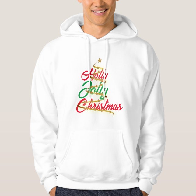 Sudadera con capucha unisex de Navidad Holly Jolly (Anverso)