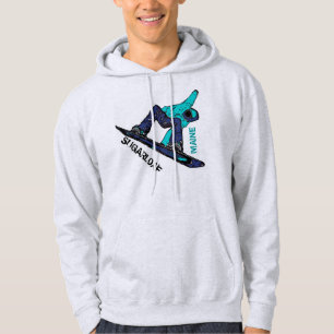Sudadera con capucha verde azulada del snowboarder