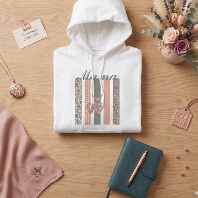 Sudadera con capucha y camafeo floral Mama con nom (Subido por el creador)