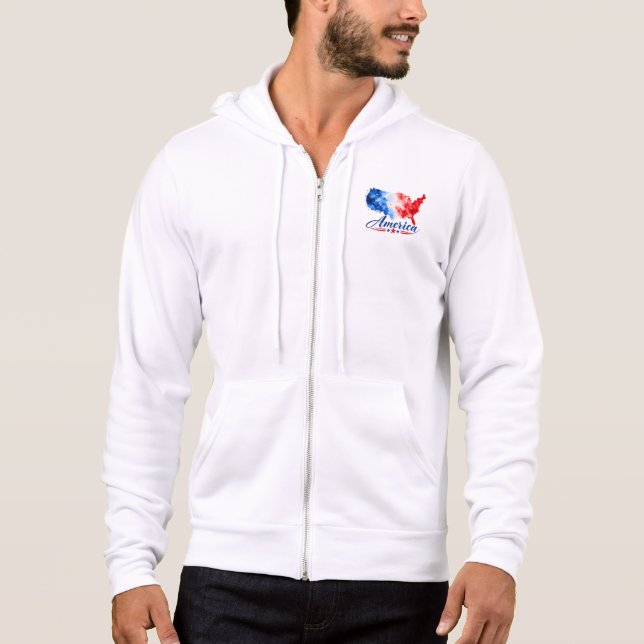Sudadera con capucha y cremallera de mapa de USA e (Anverso)