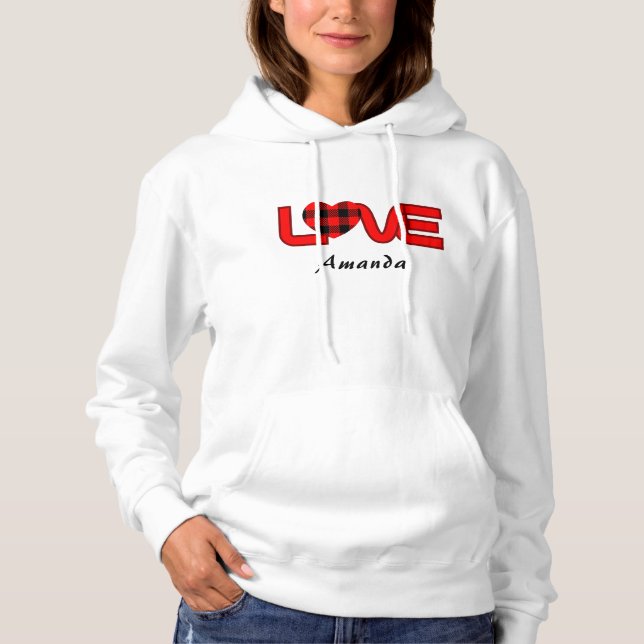 Sudadera con capucha y jersey de cuadros rojos par (Anverso)