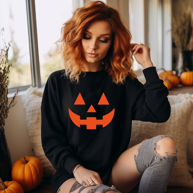 Sudadera con cara de Jack O Lantern de Halloween (Jock O Lantern Face Halloween Sweatshirt. )