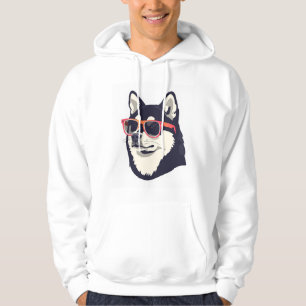 Sudadera con Cool Husky Dog con gafas de sol rojas