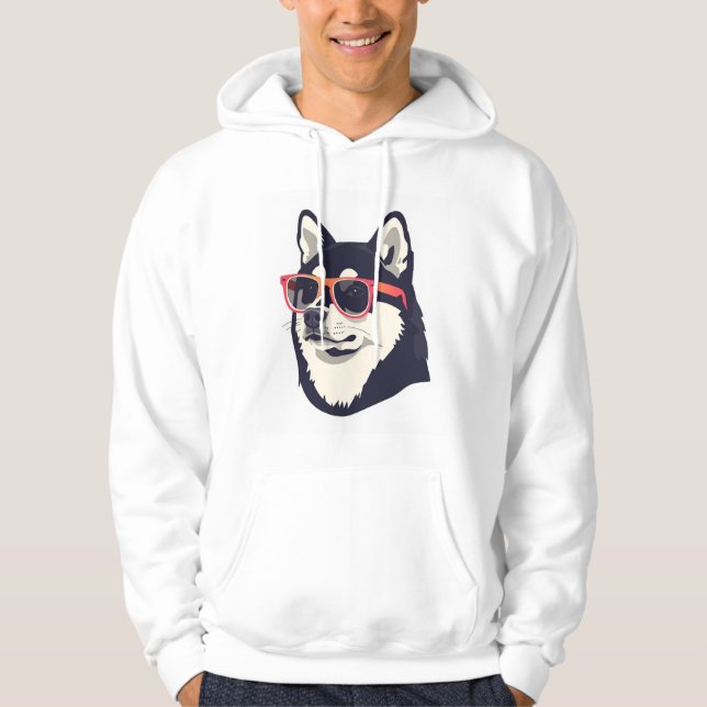 Sudadera con Cool Husky Dog con gafas de sol rojas (Anverso)