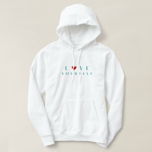 Sudadera con corazón rojo y azul turquesa 'Ámate a